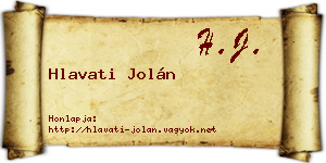 Hlavati Jolán névjegykártya
